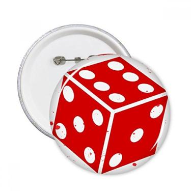 Imagem de Decoração de acessórios de emblema com estampa de dados vermelhos de cassino, pinos redondos, 5 peças