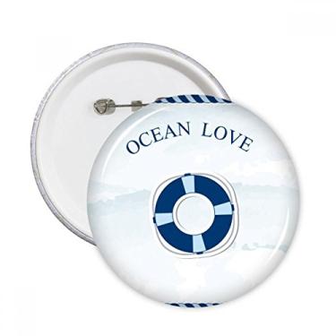 Imagem de Broche redondo azul Life Ocean Love Sea Sailing Broche Emblema Acessório Decoração 5 peças