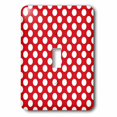 Imagem de 3dRose LSP _ 78196 _ 1 Grande Branco Bolinhas Fundo unico interruptor, vermelho