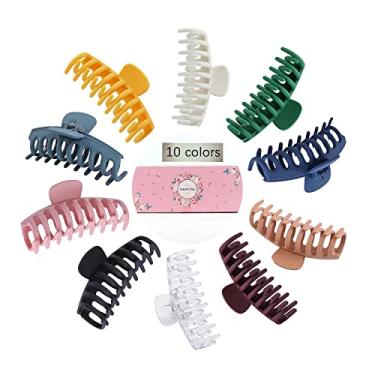 Imagem de 10 cores de grampos de cabelo grandes, 10 cm, fosco antiderrapante, grampos de cabelo grande cabelos finos ou grossos, grampos de cabelo para fixação forte, adequado para mulheres, volume de cabelo, presente de dia das mães