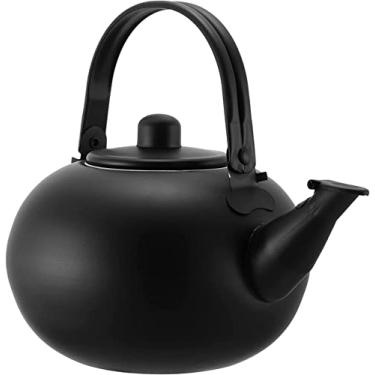 Imagem de REJOON Apito de aço inoxidável chaleira de chá de aço inoxidável bule de chá fogão a gás aquecimento rápido de água para fogão top cozinha café preto (cor: P, tamanho: T22X20X17CM)