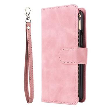 Imagem de Carteira de luxo com zíper capa de couro para Samsung Galaxy Z Fold4 capa magnética para Samsung Galaxy Z Fold 4 capa, rosa, para Samsung Galaxy Z Fold4