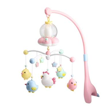 Imagem de Móbile musical para berço com campainha de cabeceira para bebê com luz noturna caixa de música giratória multifuncional para recém-nascido(pink)