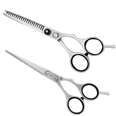 Imagem de Kit Tesoura Profissional Dentada Reta Cabeleireiro Barbeiro