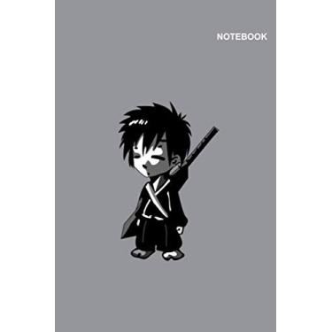 Imagem de Himura Kenshin Chibi Rurouni Kenshin Wandering Samurai Grey Notebook Cover: 110 Pages, College Ruled paper, 6 x 9.