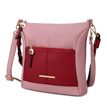 Imagem de MKF Bolsas transversais femininas – Couro PU – Bolsa mensageiro lateral média sobre o ombro, Nala Cb Blush - vinho