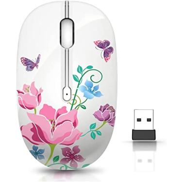 Imagem de JUHOO Mouse sem fio com nano receptor para PC, laptop, notebook, computador, MacBook, menos ruído, mouse óptico móvel portátil
