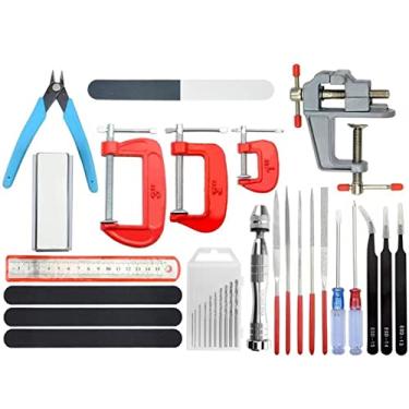 Imagem de BXQINLENX Kit de ferramentas de modelo Gundam profissional 23 peças, ferramentas básicas modelador conjunto de artesanato hobby kit de ferramentas de construção para Gundam Car Model Building Reparação e fixação (K)