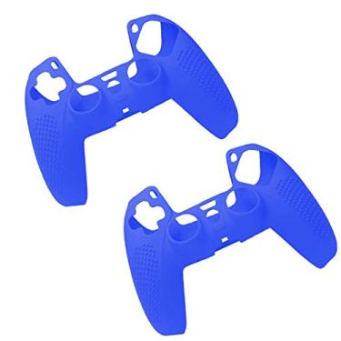 Imagem de Capa para gamepad à prova de poeira, capa de silicone TwiHill de material leve, Gamers anti-extrusão à prova de suor para PS5 (2 Azuis)