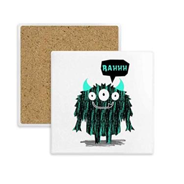 Imagem de Porta-copos quadrado de monstro do universo e alienígena com suporte de subplaca e pedra isolante