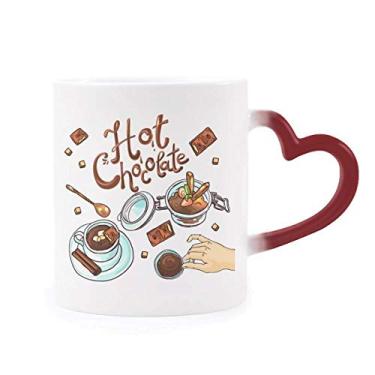 Imagem de Caneca quente chocolate sobremesas bebidas, França, sensível ao calor, caneca vermelha que muda de cor
