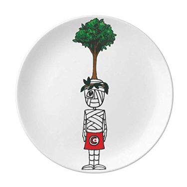 Imagem de Prato de múmia com desenho de árvore tunisiana de porcelana decorativa Salver talheres de jantar