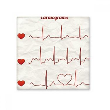 Imagem de Design de coração eletrocardiograma azulejo de cerâmica brilhante banheiro cozinha parede decoração artesanato presente