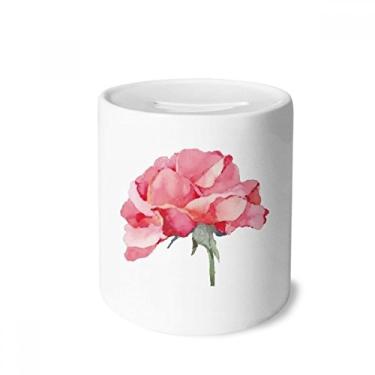 Imagem de DIYthinker Caixa de moedas de cerâmica com estampa de flores de cravo, caixa de dinheiro para presente de cofrinho