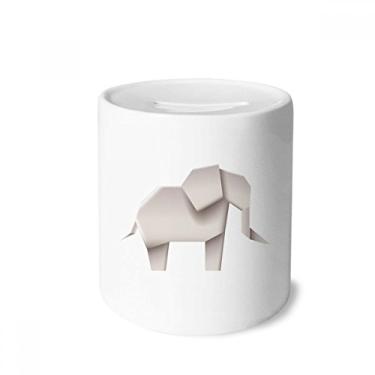 Imagem de DIYthinker Origami geométrico abstrato padrão elefante caixa para dinheiro caixa de cerâmica porta-moedas presente de cofrinho