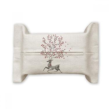 Imagem de Capa de papel para lenços faciais de Natal com efeito artístico pintado à mão, bolsa de linho de algodão