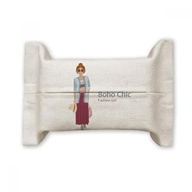 Imagem de Bohe mia Wind Fashion Cartoom Capa de papel para lenços faciais Bolsa de linho de algodão