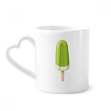 Imagem de Caneca de sorvete de feijão mung verde picolé doce café cerâmica copo de coração de vidro