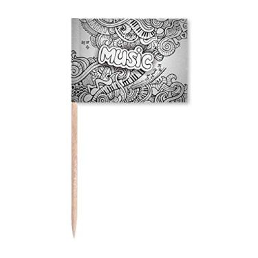 Imagem de Sinalizadores de palito de dente com pintura musical de rock violino, enfeite de festa