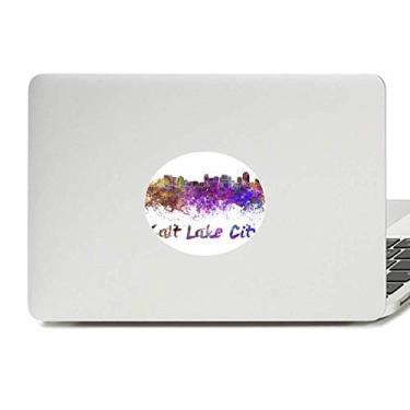 Imagem de Adesivo de notebook com emblema de vinil em aquarela Salt Lake City America
