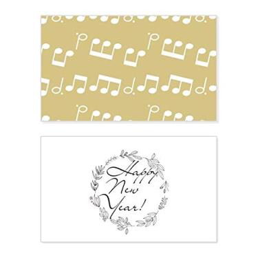 Imagem de Notas musicais brancas, amarelo claro, festival, ano novo, cartão de felicitações, mensagem de abençoar presente