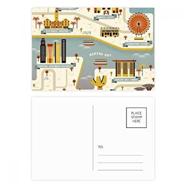 Imagem de Cartão postal vintage de Singapura, conjunto de cartões postais de aniversário, cartão de agradecimento