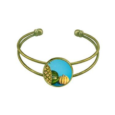 Imagem de Bracelete retrô de frutas tropicais com imagem fresca de abacaxi