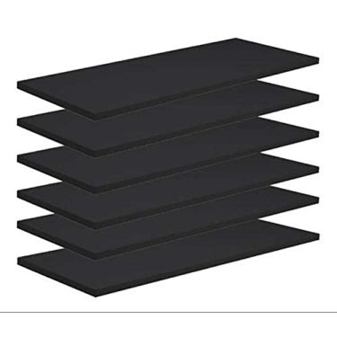 Imagem de Kit 6 Prateleiras 80x30 MDF Preto + Suporte Flutuante Invisível Tábua Sapateira