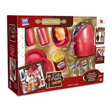 Imagem de Kit Brinquedo Mini Cozinha Fritadeira Air Fryer Vermelho - Genérico - Crianças - Crianças maiores de 3 anos - Unissex - Kit - Brinquedo