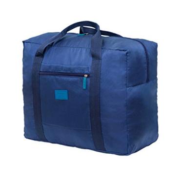 Imagem de Grey990 Bolsas de mão femininas, bolsa de viagem dobrável à prova d'água, bolsa esportiva de grande capacidade para armazenamento, Azul marinho,