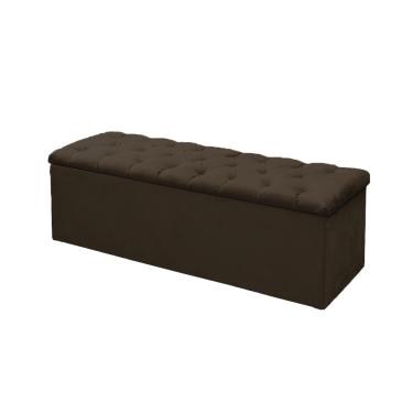Imagem de Calçadeira Baú P/ Box Solteiro 90cm Mirage c/ Capitonê Suede Marrom - LM DECOR