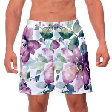 Imagem de Short Praia Premium Masculino Academia Fitness Caminhada Estampado Florido Flor Estilo-Masculino