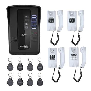 Imagem de Kit Porteiro Eletrônico Coletivo 4 Pontos Collective 4i Intelbras 4 Ramais + Interfone Interno 4 Unidades + Cartão de Proximidade 8 Unidades