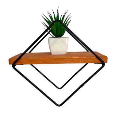 Imagem de Prateleira Moderna Losangulo Artesanal Ferro e Madeira