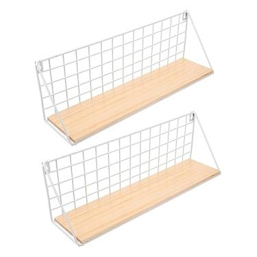 Imagem de Anneome 2 Peças Prateleira De Metal Decoração De Parede Prateleiras De Metal Prateleiras Flutuantes Brancas Prateleiras De Parede Flutuantes Prateleira De Parede De Camada Única Rack De