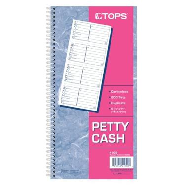 Imagem de TOPS Livro de recibos Spiral Petty, 2 partes, sem carbono, 4 mensagens por página, 200 conjuntos por livro (4109)