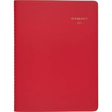 Imagem de Agenda e agenda semanal de compromissos 2022 da AT-A-GLANCE, 21 cm x 28 cm, grande, cor da moda, vermelho (7094013)