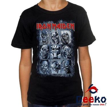 Imagem de Camiseta Infantil Iron Maiden 100% Algodão Eddie Rock Geeko
