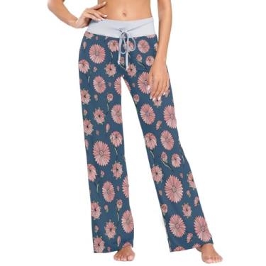 Imagem de KLL Pijamas Contemporâneos Abstratos Flores Silvestres para Mulheres Com Calças Calças de Pijama Feminino Slim X-Pequeno, Flores silvestres abstratas contemporâne, X-Small