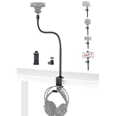 Imagem de AceTaken Suporte de braçadeira de webcam de 61 cm, suporte giratório para webcam com gancho de fone de ouvido compatível com webcams Logitech StreamCam C920 C930 C922 C925 C615 Brio 4K - Interface de