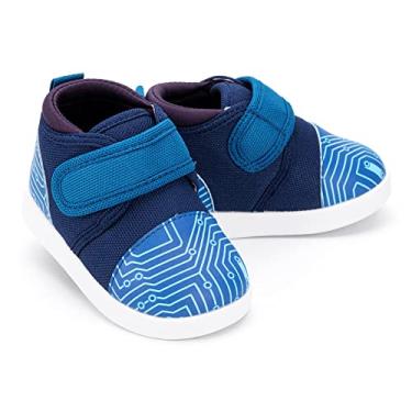 Imagem de ikiki Tênis Sneaks para crianças e crianças pequenas. Tênis espaçoso - Nota: não aperta - Couro vegano no bico e calcanhar, Ciber Stomp, 3 Wide Toddler