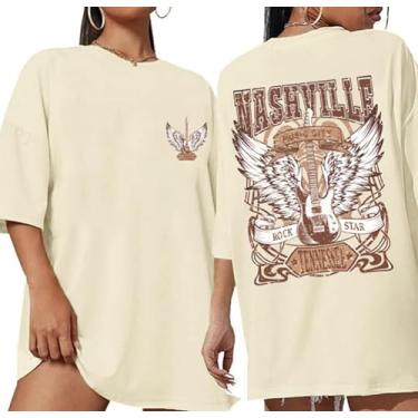 Imagem de YLISA Camisetas femininas grandes Nashville Music City Camiseta Rock Star Tennessee Concert Outfits, Damasco 1, G