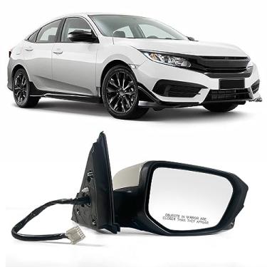 Imagem de Lqito Espelho lateral do passageiro compatível com Honda Civic Sedan/Coupe/Hatchback Lx/Ex/Sport com potência aquecida e combinação de câmera com tafetá branco substitui 76208-TBC-A02ZA HO1321284 (11 pinos)