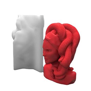 Imagem de Grainrain Gorgon Medusa molde de vela molde de resina molde de silicone molde de vela 3D molde de silicone para ferramentas de fabricação de velas DIY cera de soja molde de argila de resina epóxi decoração de casa ( D50)