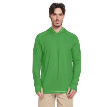 Imagem de Forests Green Moletom masculino com capuz proteção solar manga longa FPS 50 + camisetas masculinas UV Rash Guards Sun, Verde floresta, M