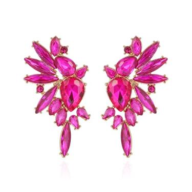 Imagem de Met-edianger Brincos vintage de strass com pingente de gota de cristal retrô grande para mulheres e meninas, Zinco, Vidro