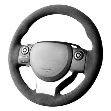 Imagem de Alfanxi Costura à mão Itália Alcantara Capa de volante para carro para Lexus GS 350/GX 460 (Alcântara marrom + sem listras)