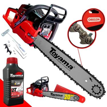 Imagem de Motosserra Á Gasolina Toyama TCS58F-G2 TCS58FG2 Motor 2T 55cc 3,2HP Sabre 20” 13.500RPM leve, ergonômica e de fácil manuseio + ÓLEO LUBRIFICANTE 2T