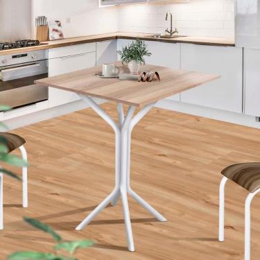 Imagem de Mesa Quadrada Para Cozinha Aço 4 Lugares 68cm Branco Carvalho Magnus Shop Jm