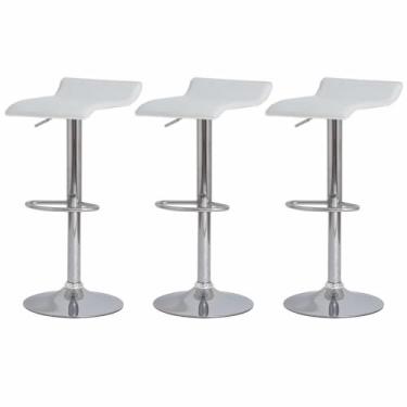 Imagem de Conjunto Kit 03 Banquetas Altas Bar Bancada Área Gourmet Com Regulagem Belo Horizonte Branca